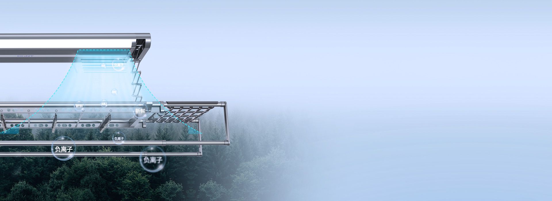 負離子凈化，呼吸更清新
 吹風自帶負離子...